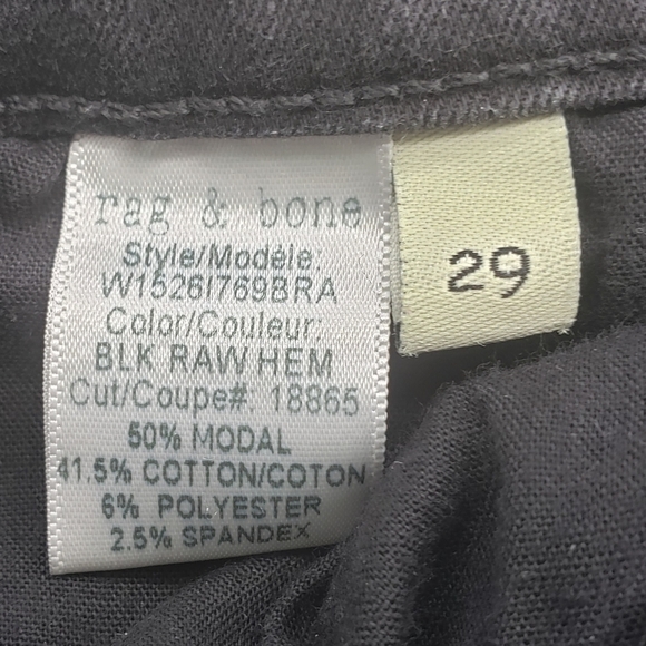 Rag & bone women US 29 black jeans ankle skinny raw hem zipper fly Modal blend - Picture 4 of 13